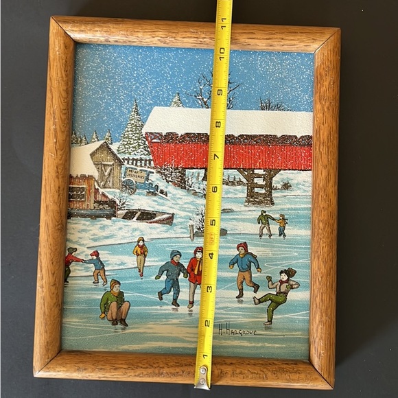 H.Hargrove Painting On Canvas;Ice-skating children on the pond; original signed; - Picture 3 of 6